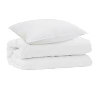 Hothingwell Ensemble de Duvet 2 Pièces Blanc Microfibre Matelassé | Literie moderne, design matelassé, tissu microfibre doux, lavable en machine 30°C, toutes saisons, livré sous vide