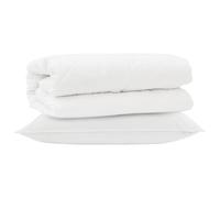 Hothingwell Ensemble de Duvet avec Oreiller 2 Pièces Blanc Microfibre | Couette matelassée,literie moderne,tissu microfibre,lavable 30°C,style minimaliste,livré sous vide