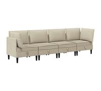 Hothingwell Ensemble de Meubles pour Le Salon 4 pc Sable Tissu | 100 % polyester, coussins fermes, cadre contreplaqué, pieds plastique marron, 110 kg par siège
