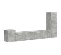 Hothingwell Ensemble Meuble TV 3 Pc Gris Béton Bois d'Ingénierie | Placards muraux,fixations prêtes,portes et étagères,appareils électroniques,DVD,objets déco,petits appartements