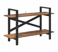 Hothingwell Étagère 2 Niveaux 100 x 33,5 x 64 cm Bois d'Ingénierie | Bibliothèque industrielle, cadre acier, style loft, autoportante, rangement livres et déco, pieds ajustables