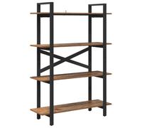 Hothingwell Étagère 4 Niveaux 100 x 33,5 x 140 cm Bois d'Ingénierie | Bibliothèque autoportante, cadre acier, forme rectangulaire, design loft urbain, rangement livres et déco, pieds ajustables