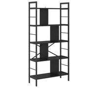 Hothingwell Étagère 9 Niveaux 75 x 30 x 156 cm Bois d'Ingénierie Chêne Noir | Bibliothèque industrielle,cadre en acier,style loft new-yorkais,usage polyvalent,entretien au chiffon sec
