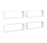 Hothingwell Étagères Cube Murales 4pcs Blanc 80x15x26,5cm Bois d'Ingénierie | Design modulaire, montage séparé ou ensemble, rangement pour livres, CD, fleurs, décoration murale