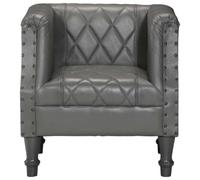 Hothingwell Fauteuil Club Cuir de Chevre Gris | Pieds en Bois de Manguier Massif, Rembourrage Epais, Capacite 110 kg