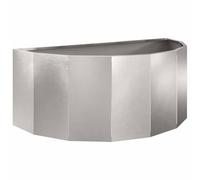 Hothingwell Jardinière Argent 90 x 45 x 35 cm Acier Inoxydable | Forme demi-ronde, finition métallique lisse, usage extérieur, jardin patio terrasse, entretien facile