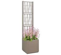 Hothingwell Jardinière avec Treillis Marron Clair 36 x 36 x 140 cm PP | Support clématite et vignes, drainage intégré, polypropylène étanche, terrasse balcon jardin