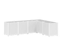 Hothingwell Jardinière Blanc 160x120x53 cm polypropylène 6 bacs | Plantes grimpantes,légumes,fleurs,patio,terrasse,aspect rotin,modulable,drainage