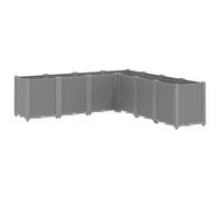 Hothingwell Jardinière Gris Clair 160x160x53 cm Polypropylène 7 Bacs | Aspect rotin,plantes grimpantes,légumes,fleurs,patio,terrasse,jardin,modulable,7 bacs,polypropylène robuste