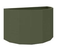 Hothingwell Jardinière Vert Olive 90 x 45 x 50 cm Acier | Forme demi-ronde, acier robuste, finition métallique lisse, usage extérieur, jardin patio terrasse, assemblage 2 personnes