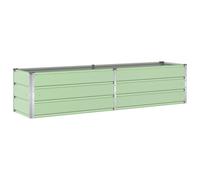 Hothingwell Jardinière Vert Pastel 195 x 50 x 45 cm Acier galvanisé | Pot extérieur, terrasse, jardin, acier brut, finition industrielle, montage 2 personnes, entretien chiffon