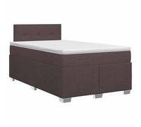 Hothingwell Lit Boxspring avec Matelas Marron Foncé 120 x 190 cm Tissu | Tête de lit 2 hauteurs, cadre à lattes inclus, ressorts ensachés, housses lavables, design épuré