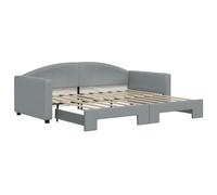 Hothingwell Lit de Jour 2 en 1 avec Lit Gigogne Gris Clair 90x190 cm Tissu | Canapé et lit double, structure bois et métal, sommier à lattes inclus, matelas non inclus, salon, chambre