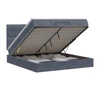 Hothingwell Lit Ottoman avec Matelas 140 x 200 cm Velours Gris Foncé | Rangement caché, tête de lit réglable 78-88 cm, ressorts ensachés, housses lavables, sommier à lattes inclus