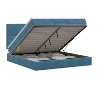 Hothingwell Lit Ottoman avec Matelas Bleu Foncé 180 x 200 cm Velours | Tête de lit réglable 78-88 cm, sommier à lattes inclus, rangement caché, velours doux