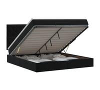 Hothingwell Lit Ottoman avec Matelas Noir 140 x 200 cm Velours | Tête de lit réglable 78-88 cm, ressorts ensachés, rangement caché, sommier à lattes inclus, housses amovibles