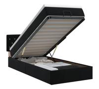 Hothingwell Lit Ottoman avec Matelas Noir 90 x 200 cm Velours | Tête de lit réglable 78-88 cm, sommier à lattes et lattes incluses, rangement caché, ressorts ensachés, housses amovibles