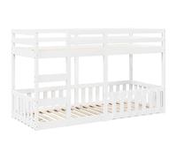 Hothingwell Lit Superposé Blanc 90x200 cm Bois Pin Massif | Échelle Intégrée, Barrières de Sécurité, Sommier à Lattes Inclus, Lit Bas pour Enfants