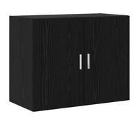 Hothingwell Meuble Mural Chêne Noir 80 x 42,5 x 64 cm Bois d'Ingénierie | Porte réversible, charnière pivotante 90°, poignées en barres, étagères robustes, fixation murale, intérieur