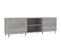 Hothingwell Meuble TV Sonoma Gris 150x30x50 cm Bois d'Ingénierie | 4 compartiments,porte -poussière,pieds en fer,fixation murale,design tendance,armoire multimédia