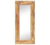 Hothingwell Miroir Sculpté à la Main 110x50x2,5 cm Bois de Manguier Massif | Bois de manguier massif, motif sculpté à la main, grains uniques, format mural 110x50x2,5 cm, salon, entrée, chambre