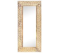 Hothingwell Miroir Sculpté à la Main 110x50x2,6 cm Bois de Manguier Massif | Motif sculpté artisanal,bois dur tropical,grains uniques,fixation murale,déco entrée salon chambre