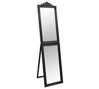 Hothingwell Miroir sur Pied Baroque Noir 45x180 cm Pliable Cadre en Bois | Verre clair, motif baroque décoratif, usage entrée chambre dressing vestiaire, manuel de montage inclus