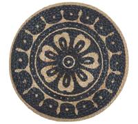 Hothingwell Pouf en Jute Tressé Bleu 45 x 30 cm, Repose-Pieds Fait Main | Assise confortable, rembourrage EPS, tressage artisanal, style bohème, déco salon, chambre, entrée