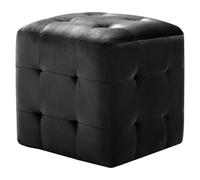 Hothingwell Pouf Tabouret Velours Noir 2 Pièces 30x30x30 cm Rembourré Bois | Assise d'appoint, repose-pieds, cadre bois résistant, taches faciles à nettoyer, usage intérieur, salon ou chambre