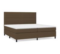 Hothingwell Sommier à Lattes avec Matelas Marron Foncé 200x200 cm | Tissu respirant, tête de lit réglable, ressorts ensachés, support moyen-dur, protège-matelas doux, manuel de montage