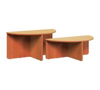 Hothingwell Table Basse 2 Pc Brun Cire 79 x 39,5 x 40 cm Bois Massif en Pin | Pin massif, forme ovale, finition naturelle, assemblage facile, entretien simple, style rustique