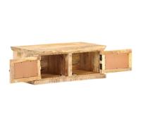 Hothingwell Table Basse 90x50x35 cm Bois de Manguier et Canne Naturelle | Table d'appoint,2 compartiments,bois massif,canne naturelle,style rustique,salon