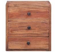 Hothingwell Table de Chevet avec 3 Tiroirs 35x25x35 cm Bois d'Acajou Massif | Meuble de lit,bois massif durable,aspect vintage chaleureux,rangement organisé,montage facile,pièce unique