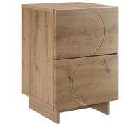 Hothingwell Table de Chevet Chene Artisanal 33,5 x 34,5 x 50 cm | Bois d'ingénierie, finition lisse, tiroir réversible, rangement livres, lampe, réveil, style scandinave, fixation murale