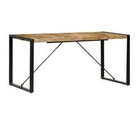 Hothingwell Table Salle À Manger en Bois De Manguier Massif 160x80x75 Cm | Pieds en acier poudré, style industriel, finition laquée, grains uniques, assemblage facile, bois dur dense