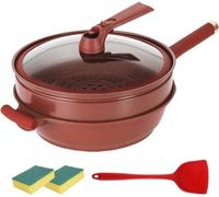Hotmat pratique à double fonction de 32 cm avec soupape de vapeur et couvercle en verre – revêtement antiadhésif et compatible avec les cuisinières à gaz, les plaques à induction et les plaques vitroc