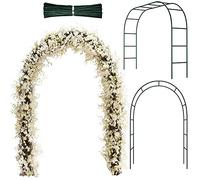 Hotop Arche de Mariage Arche de Plante Grimpante de Jardin en Treillis en Métal avec Fils de Fer pour Intérieur Extérieur Décoration de Fête en Plein Air (Vert Foncé)