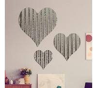 Hotop Lot de 3 décorations murales en forme de cœur en métal galvanisé à suspendre en acier ondulé rustique pour mariage, couples, intérieur ou extérieur (argenté)