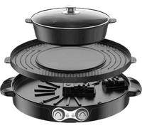 Hotpot et grill de table 2 en 1 - Hotpot électrique rond - Double utilisation - Puissant - Noir
