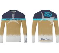 HOTSPOT DESIGN T-shirt Ocean Performance à manches longues – Tuna, M, bleu et or, t-shirt technique, 010003102
