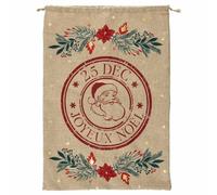 Hotte de Noël Imprimée 70cm Beige & Rouge