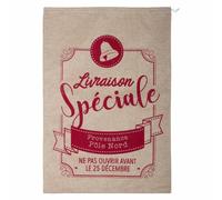 Hotte de Noël Imprimée Jute - Rouge & Naturel