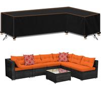 Hotte en forme de L - Housse pour chaise de jardin - Protège les meubles - Imperméable, tissu Oxford 420D - 270 x 210 cm - Noir