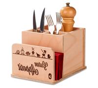 HOTTY – Corbeille à couverts "Bon appétit". Boîte à couverts fabriquée à la main en bois, idéale pour la table. Organisateur pour couverts, serviettes et sauces. Un élégant présentoir de table, parfai