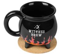 HOTUT Chaudron en Céramique, Tasse de Sorcière, Forme de Chaudron de Sorcière, pour Halloween, les Fêtes de Maquillage, les Décorations de Fête-Flamme Noire