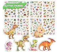 HOTUT Dinosaures Pailletés Autocollant pour Enfants, 8 Pièces Autocollants de Dinosaures Mignons, Holographiques, pour les Décorations Artisanales, Journal Intime, Scrapbooking