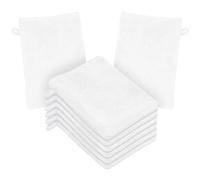 HOTUT Gants de Toilette en Microfibre, Lot de 8 Gants de Nettoyage du Visage Doux, Chiffon de Bain en Microfibre, Serviette de Visage, Gants Démaquillants Réutilisables 15 X 20cm Blanc