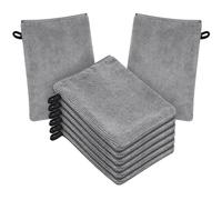 HOTUT Gants de Toilette en Microfibre, Lot de 8 Gants de Nettoyage du Visage Doux, Chiffon de Bain en Microfibre, Serviette de Visage, Gants Démaquillants Réutilisables 15 X 20cm Gris + Noir