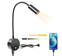 HOTUT Lampe de lecture murale, LED Col de Cygne Lumière avec interrupteur tactile et port de chargement USB,Liseuse murale, lampe de lecture à intensité variable, Applique Liseuse Orientable à 360 °