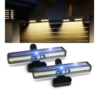 HOTUT Lot de 2 Lampes Solaires Extérieur avec Détecteur de Mouvement, 36 LED 3 Modes, Applique Murale à Pince - Idéal pour Jardin, Cour, Clôture, Couloir